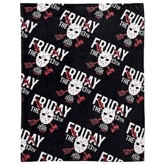 New Silk Friday the 13th Jason Voorhees Plush Fleece Gift Throw Blanket Mask NWT - Picture 2 of 6
